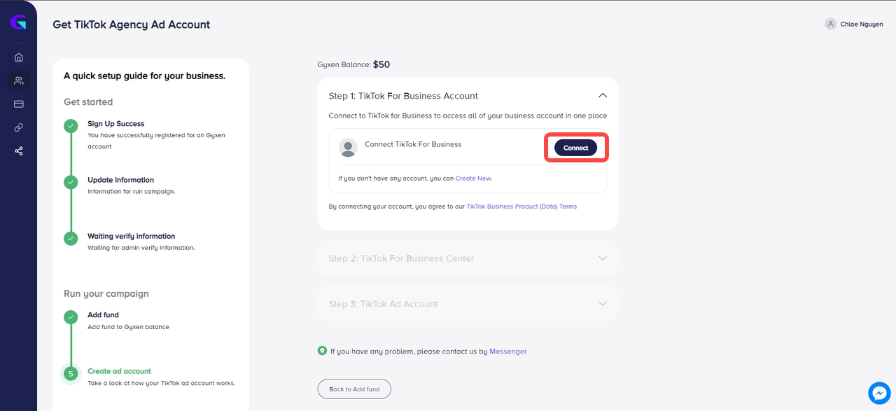 Step 6 — Link TikTok Business account
