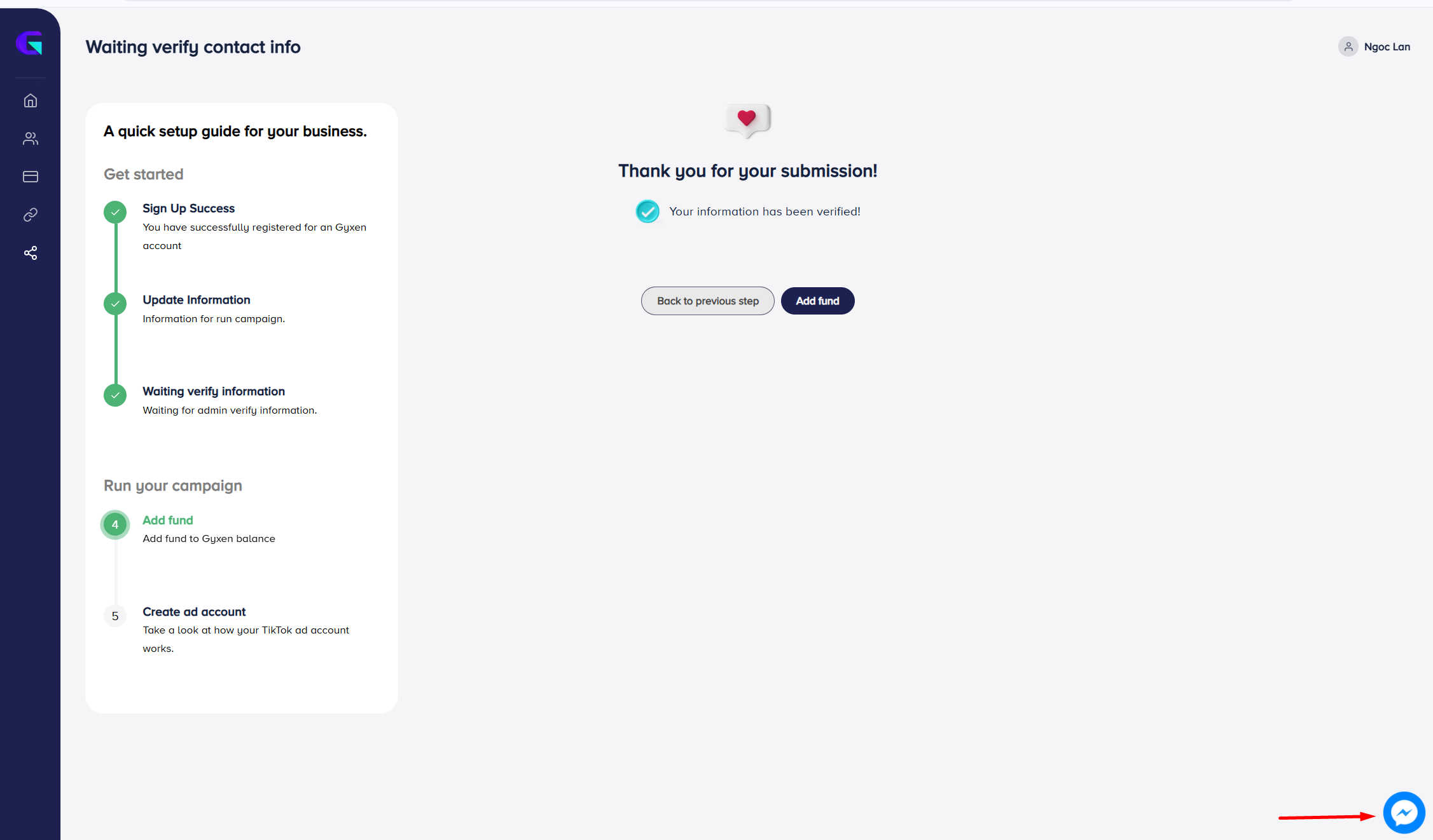 Add fund via USDT