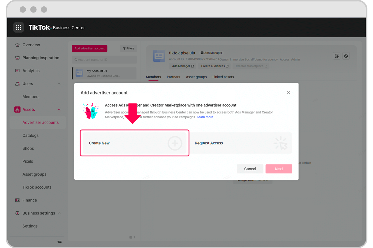 Submit advertiser account